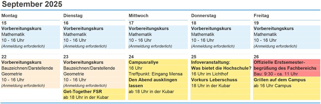 Kalender Orientierungstage WiSe 2025_26