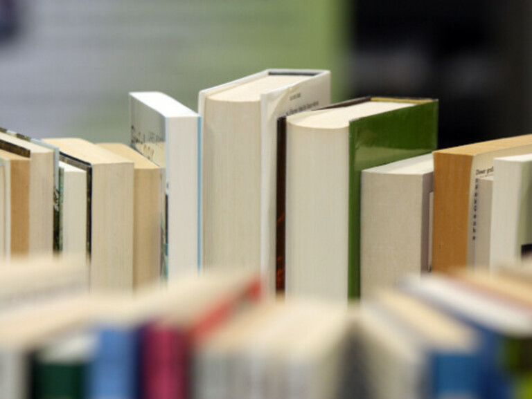 Books arranged in a circle