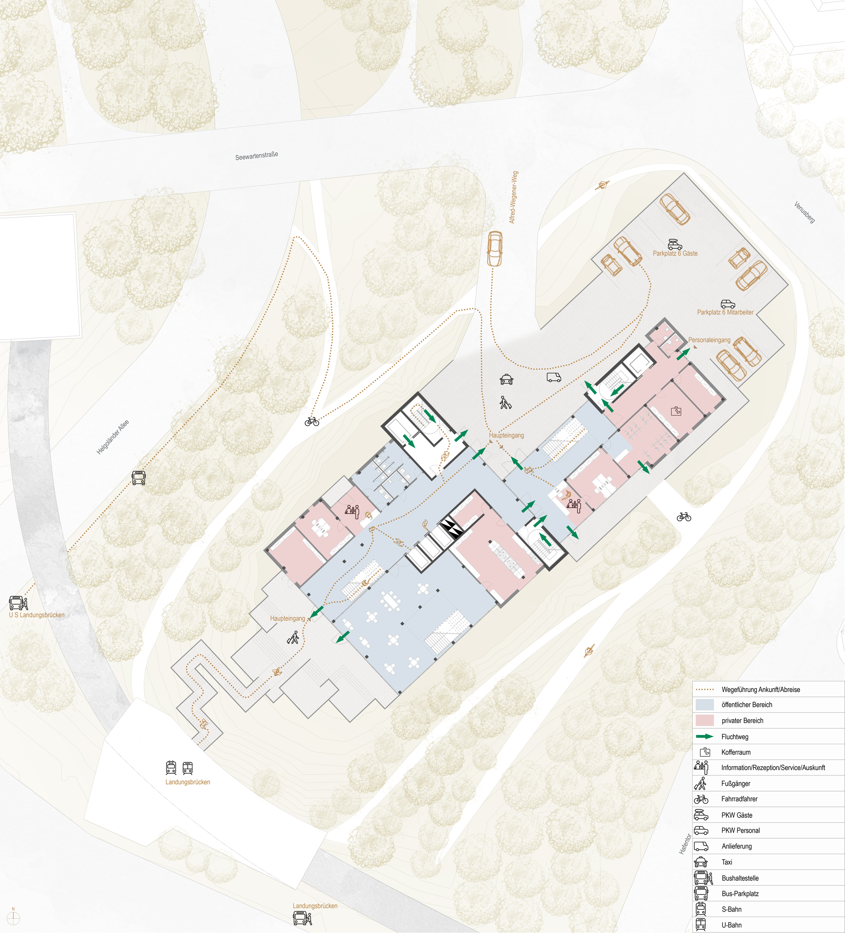 Grundriss EG Systematik und Darstellung der Freiraumplanung